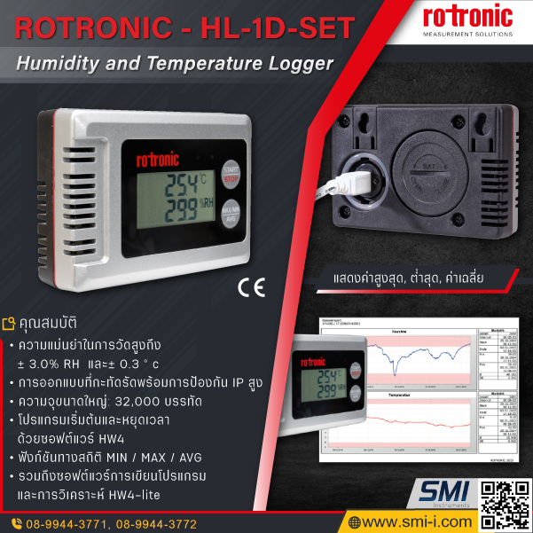 ROTRONIC - HL-1D-SET Humidity and Temperature Logger graphic information