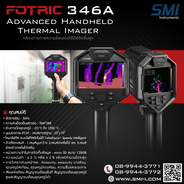 SMI info FOTRIC 346A Advanced Handheld Thermal Imager (- 20 C to 1,200 C)