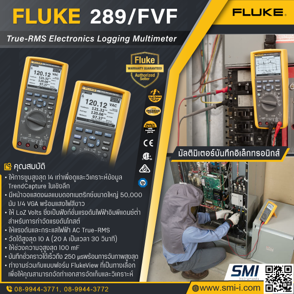 SMI info FLUKE 289/FVF True-RMS Multimeter (Data Logging With FlukeView Forms Combo Kit)